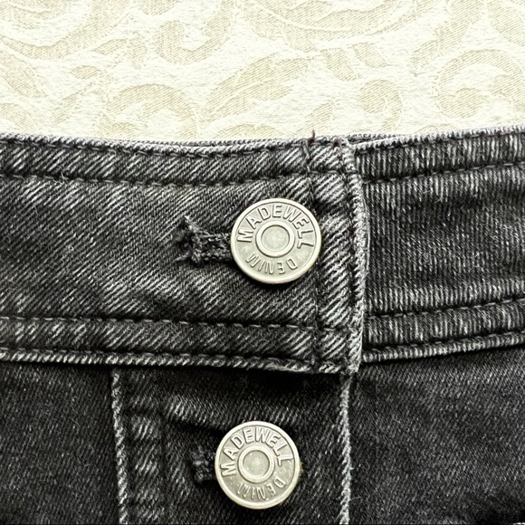 MADEWELL Size 6 Black A-line Mini Skirt w 2 front pockets & front button closure - Picture 3 of 8